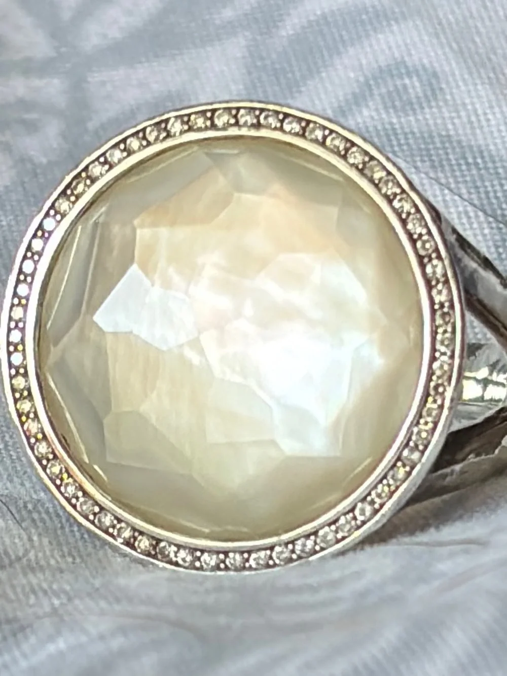 Ippolita Lollipop Mother of Pearl/Quartz Doublet Ring W/Pavé Diamond Bezel 8.5 - Picture 5 of 9